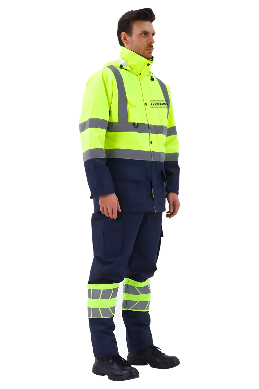 Hi-Vis-Parka mit YOUR-LOGO-Platzhalter auf der Brust