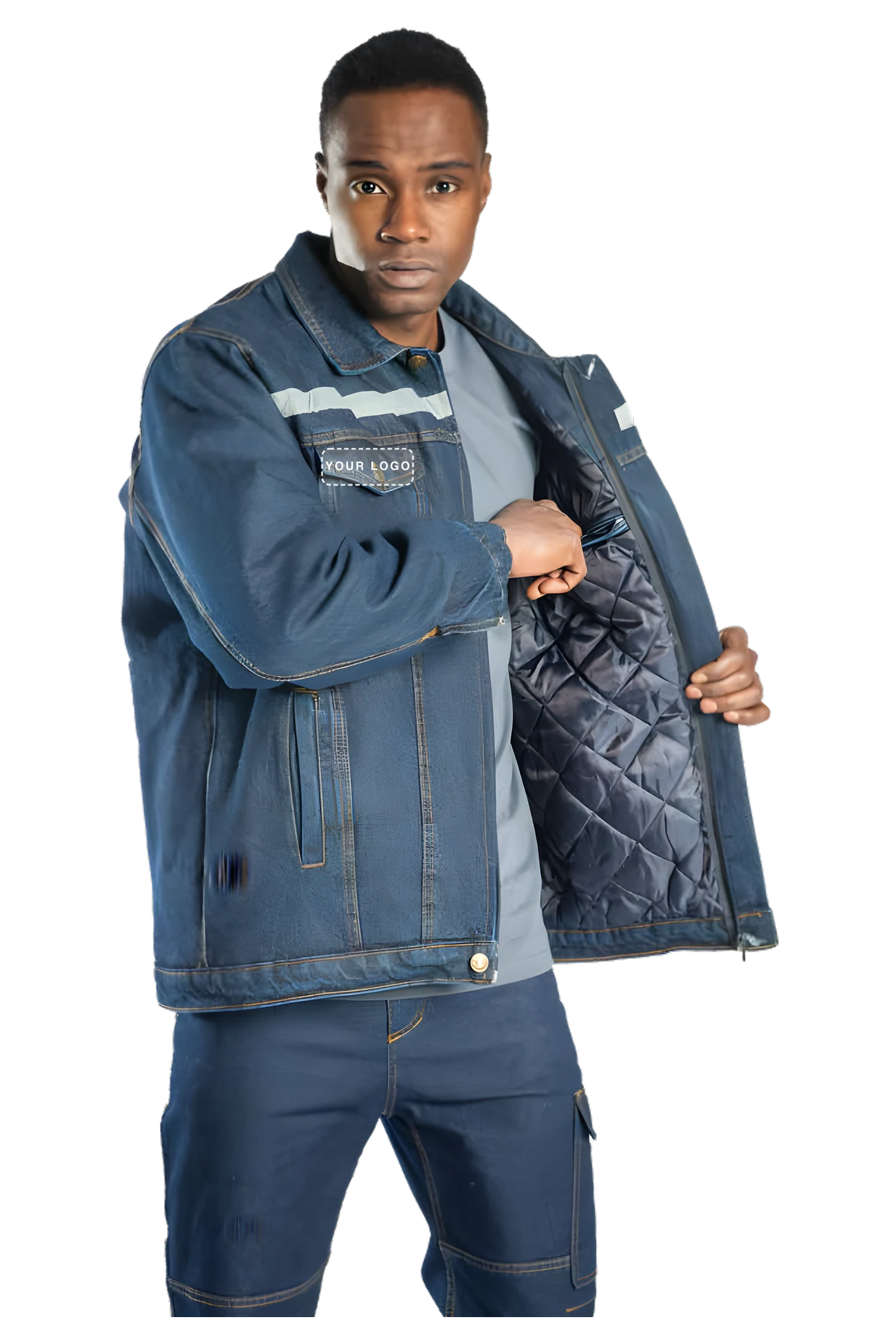 Ranger wattierte Jeansjacke (SW3110) – Frontansicht