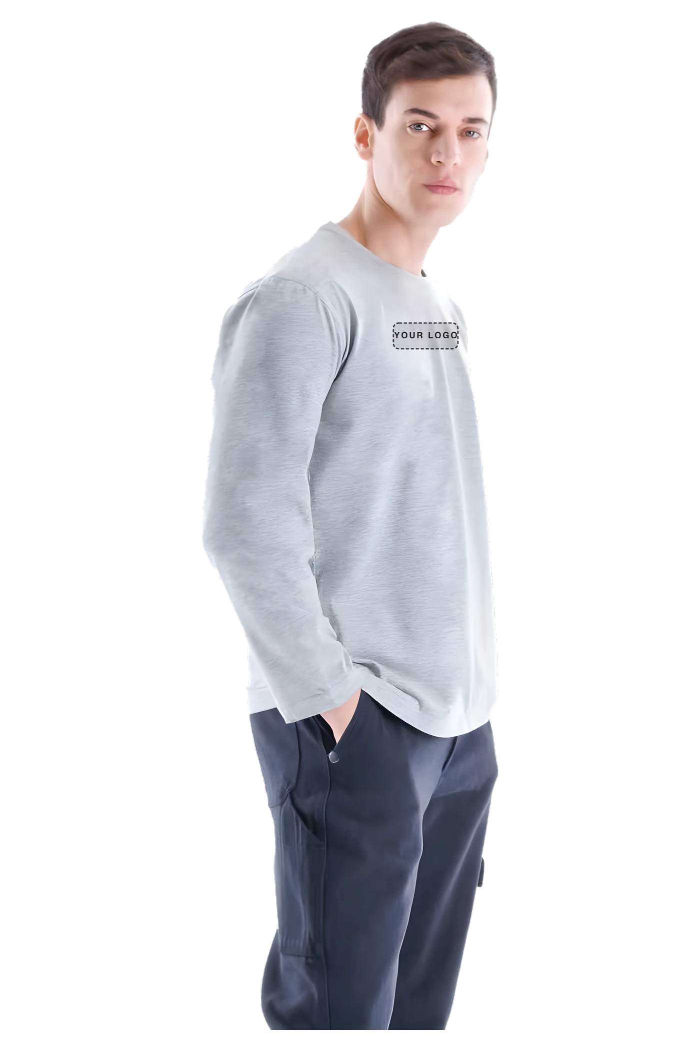 Regular Basic Rundhals-Langarmshirt (SW8151) – Frontansicht